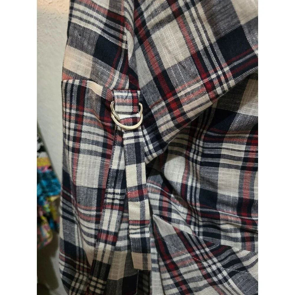 Vintage Mittoshop Plaid Fringe-Trimmed Lightweight Shirt Jacket western size - S